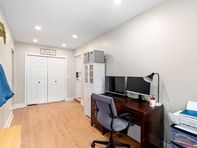 2011 Denham Ave, Columbia, TN 38401 - home office featuring light wood-type flooring and recessed lighting
