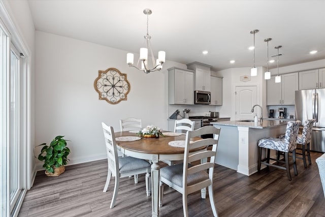 3702 Mathewson Way, Murfreesboro, TN 37128 - dining area featuring dark wood finished floors, recessed lighting, and a chandelier