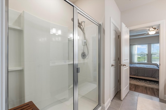 3702 Mathewson Way, Murfreesboro, TN 37128 - ensuite bathroom with a stall shower, tile patterned flooring, and a ceiling fan