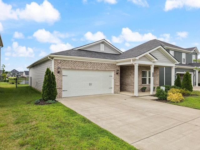 3702 Mathewson Way, Murfreesboro, TN 37128 - view of front of house featuring driveway, a garage, brick siding, covered porch, and a shingled roof