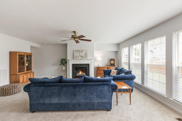1902 Baileys Trace Dr, Spring Hill, TN 37174 - living area featuring light colored carpet, plenty of natural light, and a ceiling fan