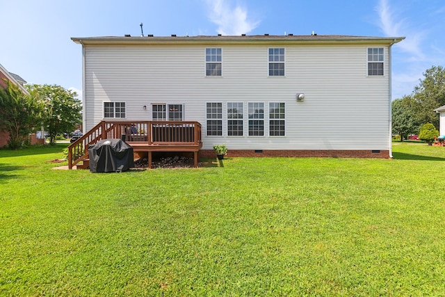 1902 Baileys Trace Dr, Spring Hill, TN 37174 - rear view of house with crawl space, a deck, and a yard