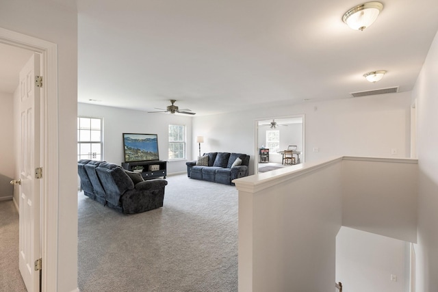 1902 Baileys Trace Dr, Spring Hill, TN 37174 - carpeted living room featuring a ceiling fan