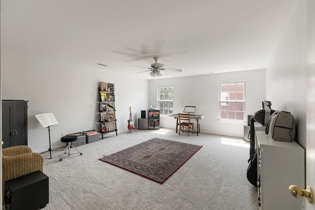 1902 Baileys Trace Dr, Spring Hill, TN 37174 - living area featuring carpet, ceiling fan, and an office area