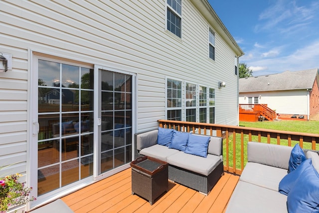 1902 Baileys Trace Dr, Spring Hill, TN 37174 - wooden terrace with an outdoor living space and a lawn