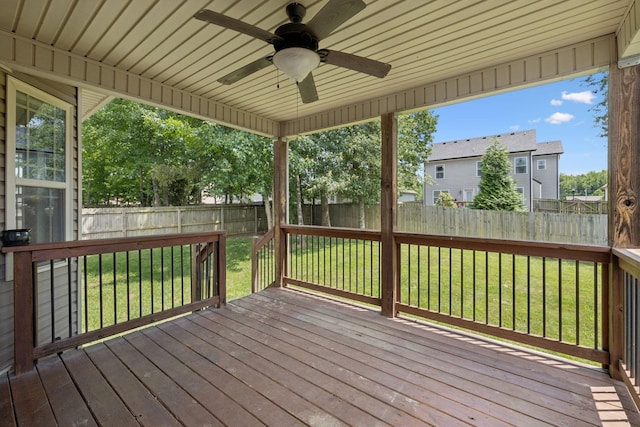 510 Sourwood Dr, Clarksville, TN 37042 - deck featuring ceiling fan and a fenced backyard