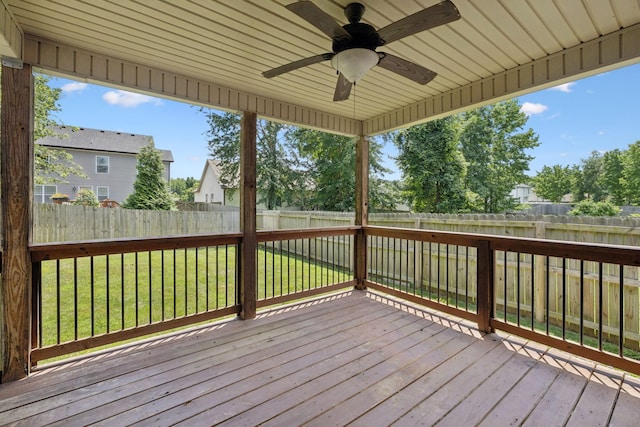 510 Sourwood Dr, Clarksville, TN 37042 - wooden deck featuring a ceiling fan and a fenced backyard