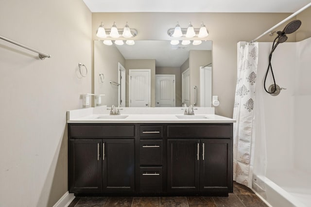 510 Sourwood Dr, Clarksville, TN 37042 - full bathroom featuring double vanity and shower / bathtub combination with curtain