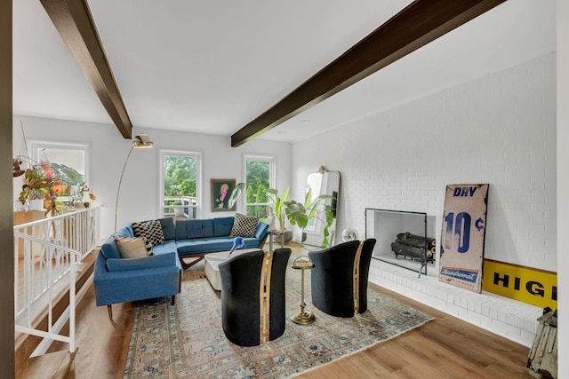301 Brandywine Dr, Old Hickory, TN 37138 - living area with wood finished floors and beamed ceiling