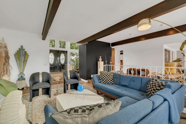 301 Brandywine Dr, Old Hickory, TN 37138 - living area with beamed ceiling and wood finished floors