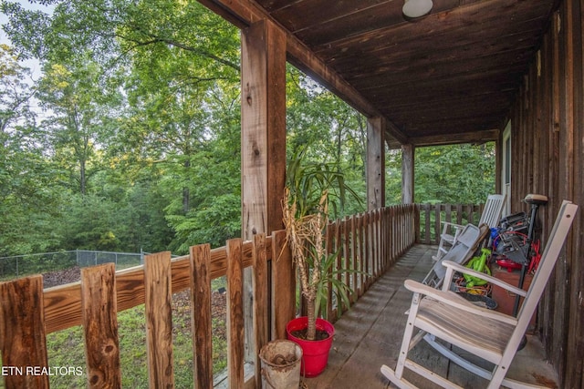 197 Wedgewood Ln, Spring City, TN 37381 - porch featuring a forest view