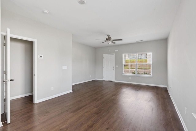 241 Tara Ct, Columbia, TN 38401 - unfurnished room with ceiling fan, dark wood-style flooring, and a smoke detector