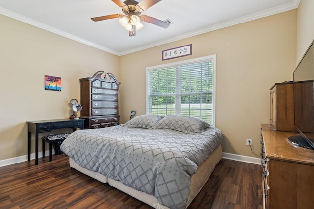 1609 Merritt St Unit A, Old Hickory, TN 37138 - bedroom with dark wood-type flooring, crown molding, and a ceiling fan