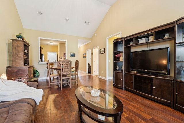 1609 Merritt St Unit A, Old Hickory, TN 37138 - living area featuring dark wood-style flooring and high vaulted ceiling