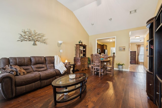 1609 Merritt St Unit A, Old Hickory, TN 37138 - living room featuring dark wood finished floors and high vaulted ceiling
