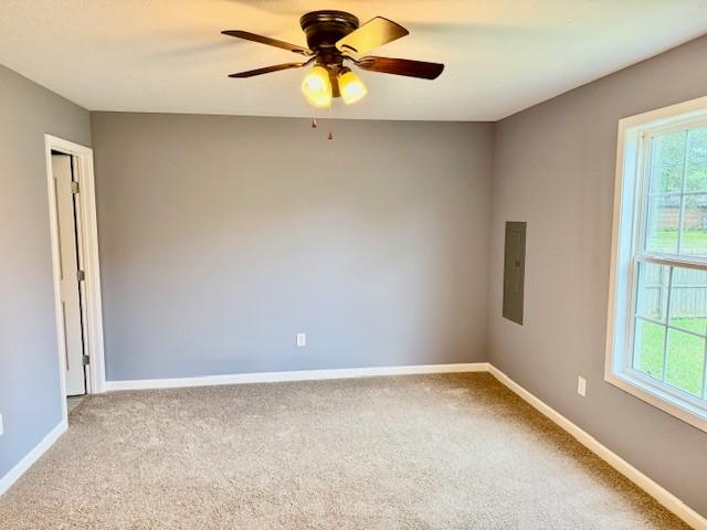 208 Broadrick St, Tullahoma, TN 37388 - carpeted empty room featuring electric panel and ceiling fan