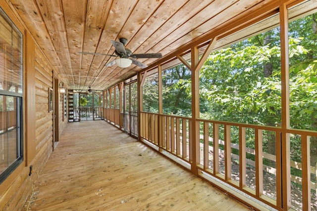 584 Mccord Hollow Rd, Hohenwald, TN 38462 - unfurnished sunroom featuring ceiling fan