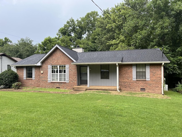 665 Dutchmans Dr, Hermitage, TN 37076 - single story home with brick siding, a front yard, roof with shingles, a chimney, and crawl space