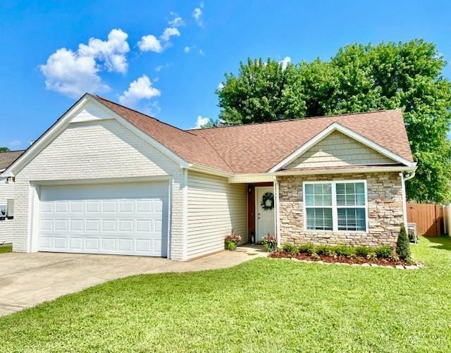 2016 Golden Ct, Spring Hill, TN 37174 - single story home with a garage, concrete driveway, stone siding, and a shingled roof