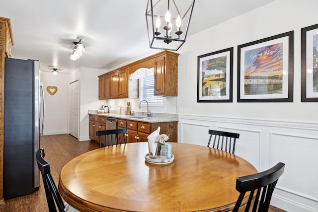 2016 Golden Ct, Spring Hill, TN 37174 - dining area with dark wood-style floors and a chandelier