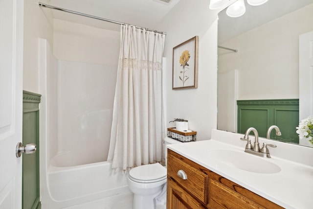 2016 Golden Ct, Spring Hill, TN 37174 - full bathroom featuring shower / bath combination with curtain, vanity, and a wainscoted wall