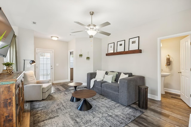 401 Birr Dr, Spring Hill, TN 37174 - living room featuring wood finished floors and a ceiling fan