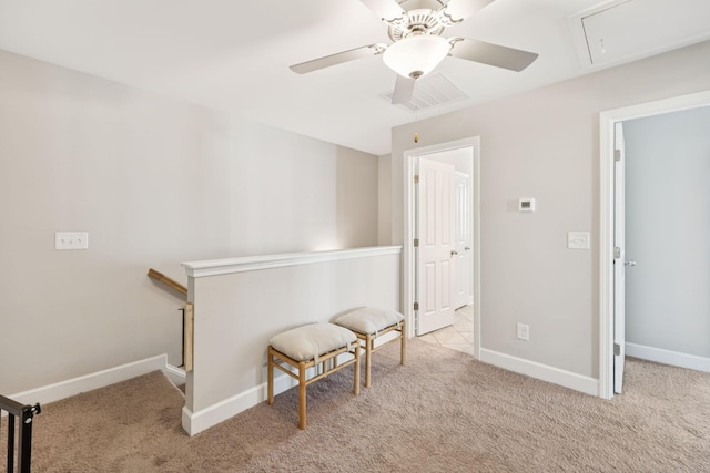 401 Birr Dr, Spring Hill, TN 37174 - sitting room featuring attic access, a ceiling fan, carpet flooring, and an upstairs landing