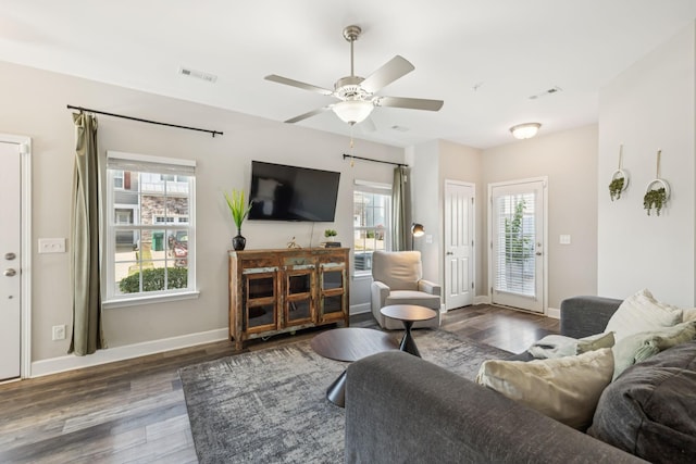 401 Birr Dr, Spring Hill, TN 37174 - living room with wood finished floors, plenty of natural light, and ceiling fan