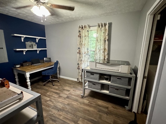 217 Red Oak Rd, Dover, TN 37058 - office space with a textured ceiling, ceiling fan, and wood finished floors
