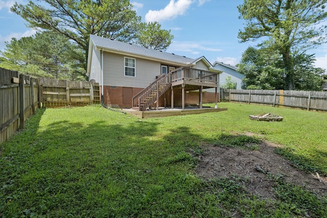 7616 Hudlow Ct, Fairview, TN 37062 - rear view of house with stairs, a deck, a fenced backyard, and brick siding