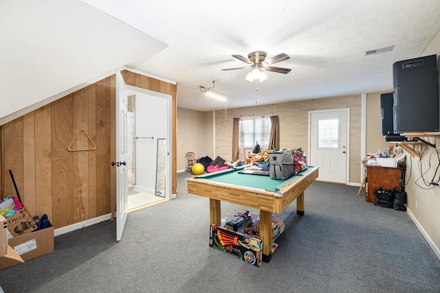 8100 Cedar Forrest Rd, Lascassas, TN 37085 - rec room featuring pool table, a ceiling fan, and carpet floors