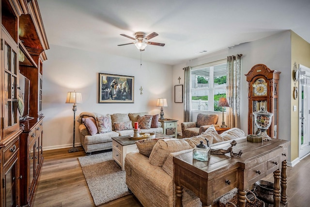 155 Nunally Dr, Baxter, TN 38544 - living room with a ceiling fan and wood finished floors
