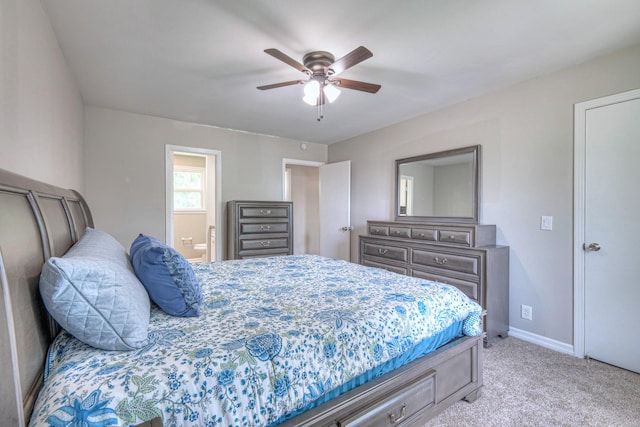 1213 N Graycroft Ave, Madison, TN 37115 - bedroom featuring light carpet, ensuite bathroom, and a ceiling fan