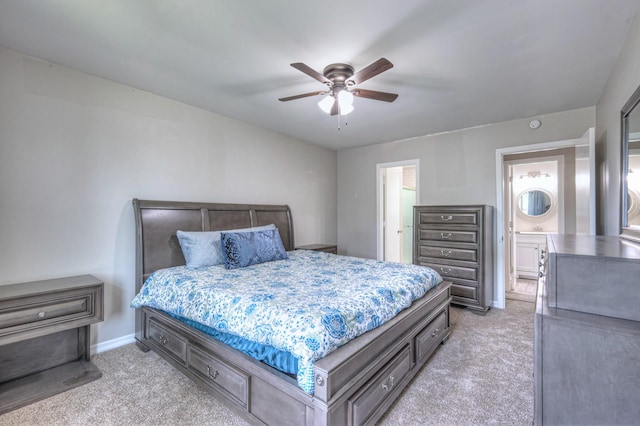 1213 N Graycroft Ave, Madison, TN 37115 - bedroom with light colored carpet, connected bathroom, and a ceiling fan