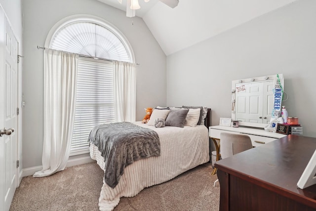 1319 Knoll Ln, Lebanon, TN 37087 - bedroom with light colored carpet, vaulted ceiling, a desk, and a ceiling fan