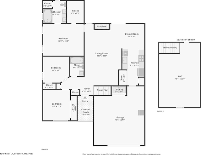 1319 Knoll Ln, Lebanon, TN 37087 - view of floor plan / room layout