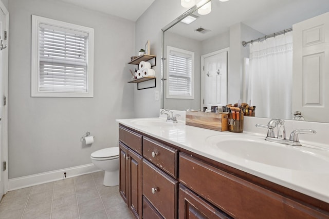 1319 Knoll Ln, Lebanon, TN 37087 - bathroom featuring double vanity, tile patterned floors, and a shower with curtain