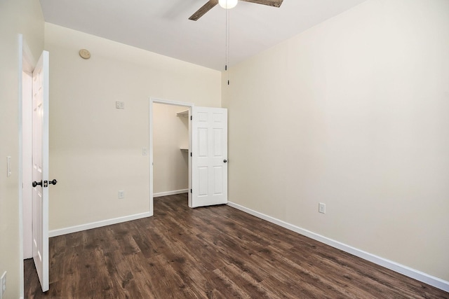 9656 Francis Ferry Rd, Rock Island, TN 38581 - empty room featuring a ceiling fan, dark wood-type flooring, and a smoke detector