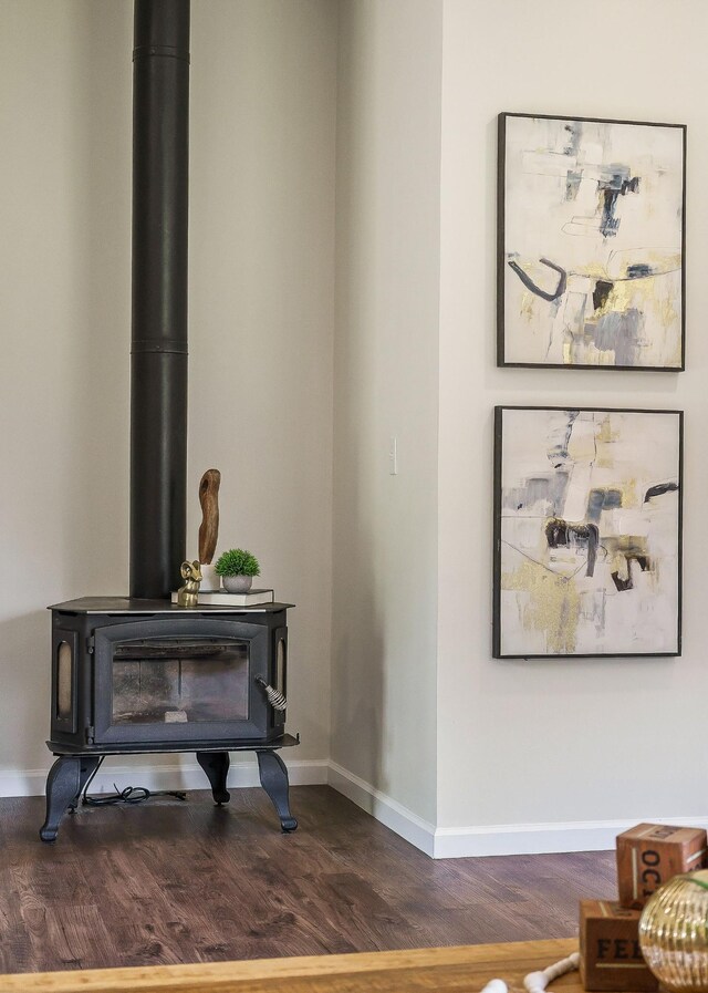 9656 Francis Ferry Rd, Rock Island, TN 38581 - detailed view of a wood stove and wood finished floors