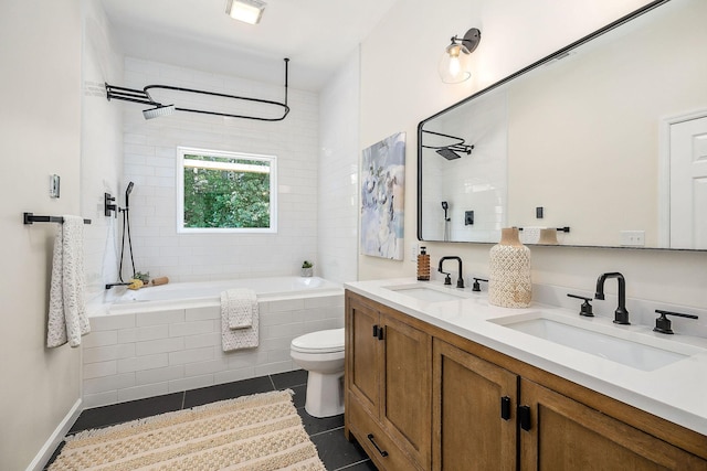 9656 Francis Ferry Rd, Rock Island, TN 38581 - bathroom featuring tile patterned floors, double vanity, and tiled shower / bath