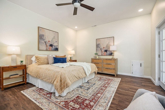 9656 Francis Ferry Rd, Rock Island, TN 38581 - bedroom featuring wood finished floors, recessed lighting, and a ceiling fan