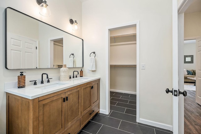 9656 Francis Ferry Rd, Rock Island, TN 38581 - full bath with double vanity, tile patterned floors, and a spacious closet
