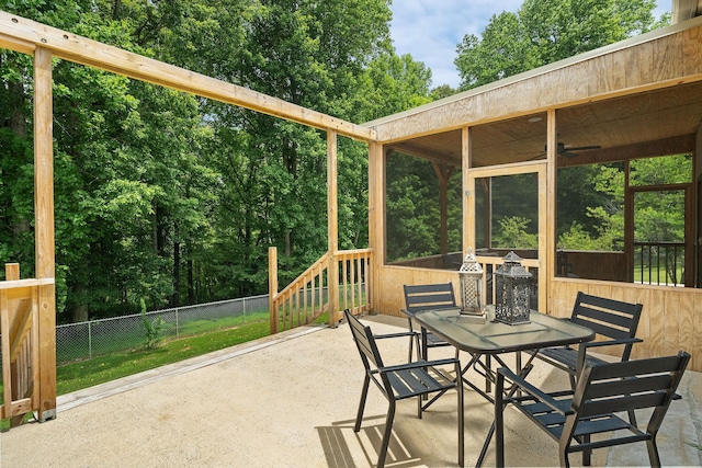 9656 Francis Ferry Rd, Rock Island, TN 38581 - view of patio / terrace with a sunroom and outdoor dining space