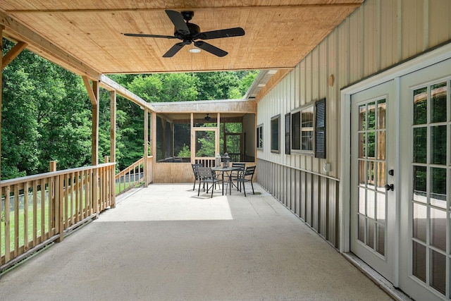 9656 Francis Ferry Rd, Rock Island, TN 38581 - view of patio with ceiling fan, a sunroom, and outdoor dining space