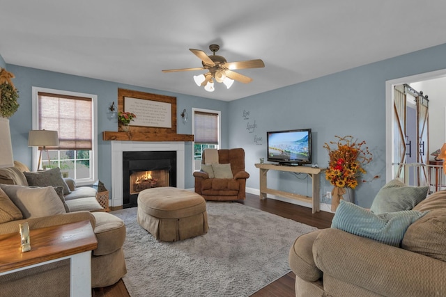 2105 Burgess Ln, Spring Hill, TN 37174 - living room with healthy amount of natural light, wood finished floors, and a ceiling fan