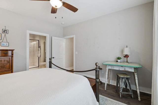 26 Sycamore Rdg W, Burns, TN 37029 - bedroom featuring wood finished floors, connected bathroom, and a ceiling fan