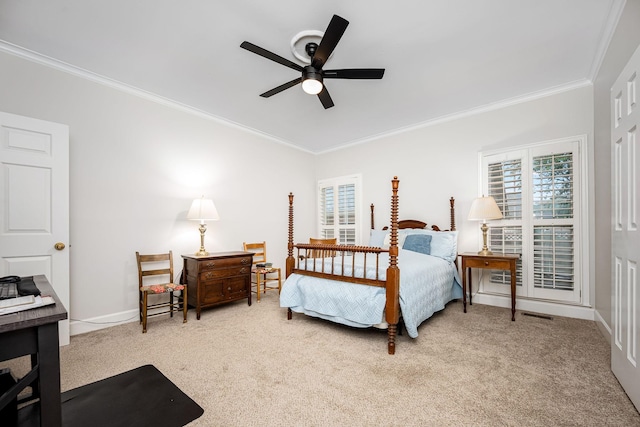 1436 Cheshire Pl, Murfreesboro, TN 37129 - bedroom featuring carpet floors, ornamental molding, and ceiling fan
