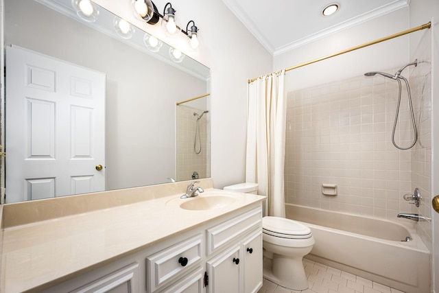 1436 Cheshire Pl, Murfreesboro, TN 37129 - bathroom with crown molding, vanity, shower / tub combo, and tile patterned flooring