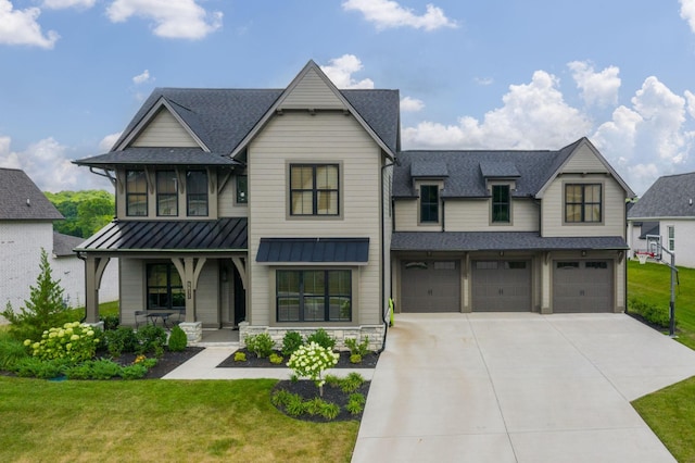 5831 Branta Dr, Franklin, TN 37064 - modern farmhouse with a porch, driveway, a shingled roof, and an attached garage