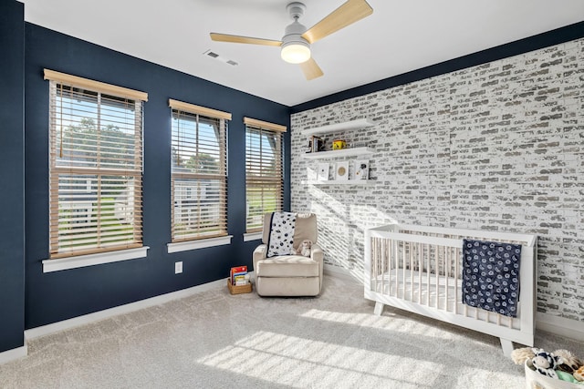 5831 Branta Dr, Franklin, TN 37064 - carpeted bedroom featuring a crib and a ceiling fan